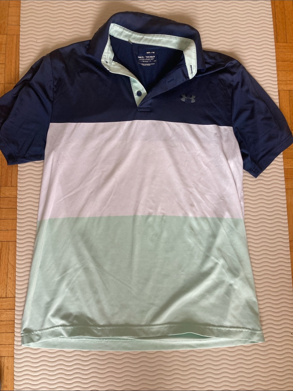 Under Armour Men’s Navy, White & Mint Stripe Polo